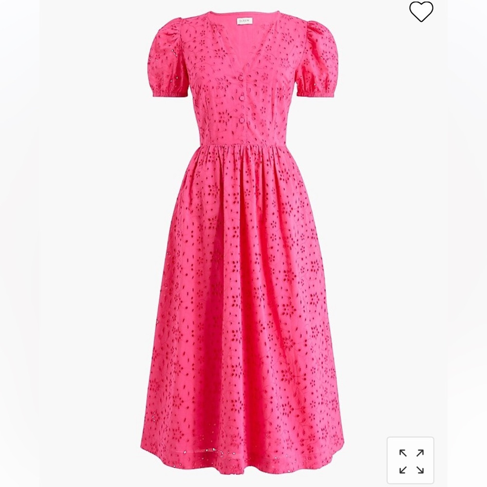 NWT J.Crew Factory Puff Sleeve Eyelet Dress Pink 10